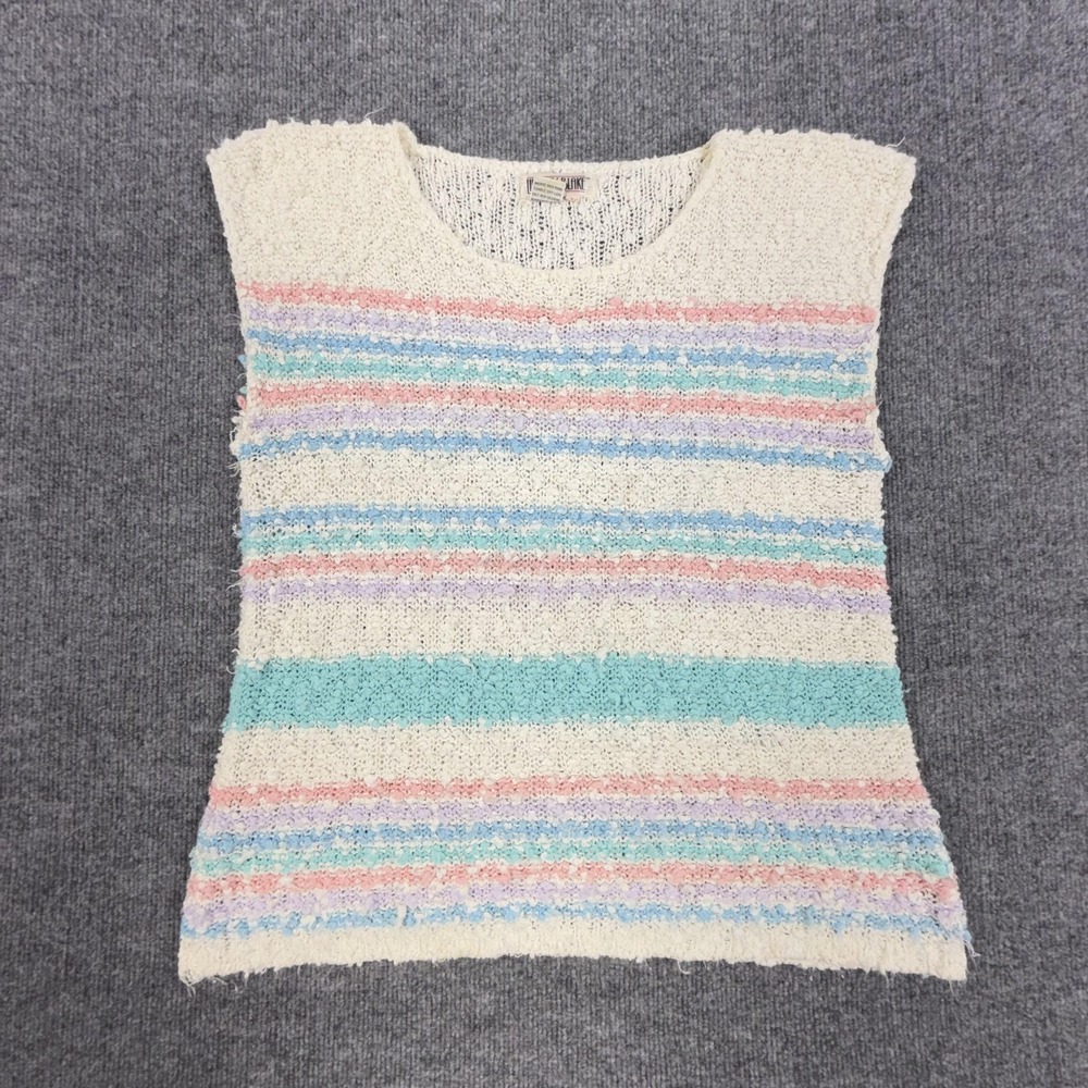 Vintage Lindsey Blake Sweater Womens Large Multicolor Knit Sleeveless 80s 90s
